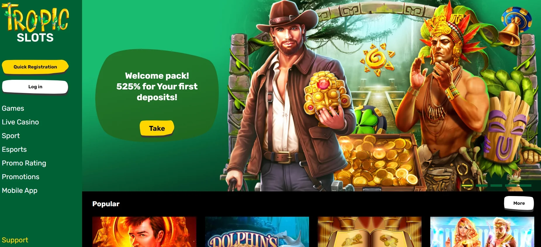 Tropic Slots Casino page