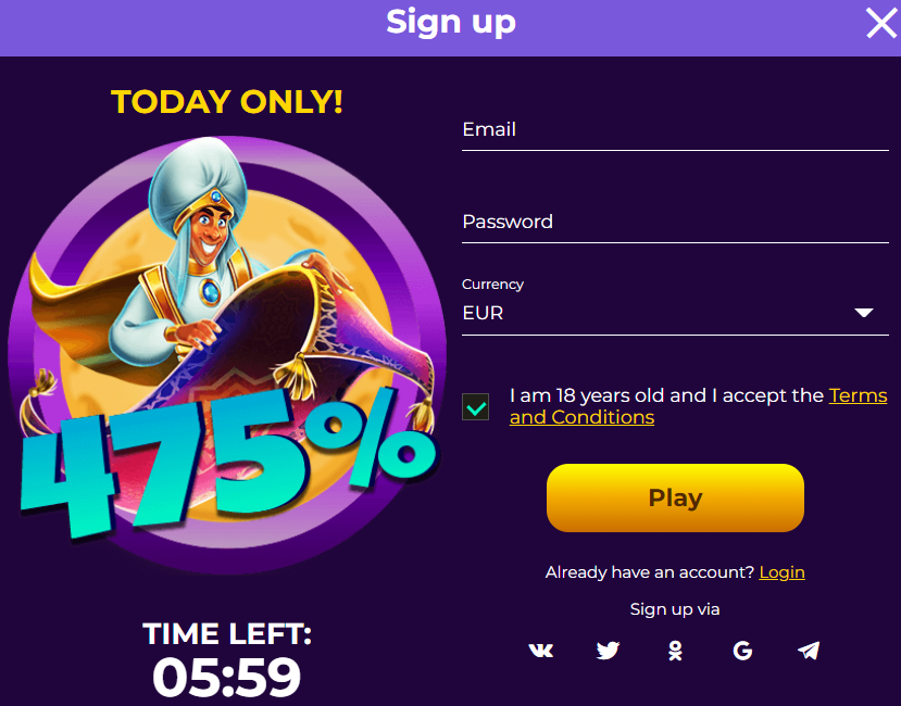 Midnight Wins sign up