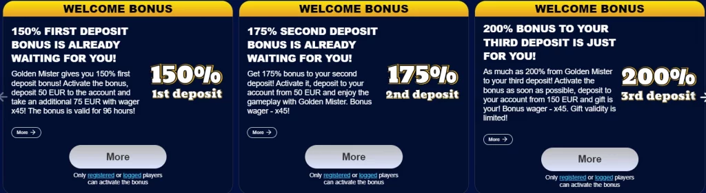 golden mister bonuses